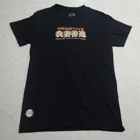 PRIMITIVE X Demon Slayer ZENITSU AGATSUMA Black Small Shirt Skateboard NWOT - Picture 1 of 9